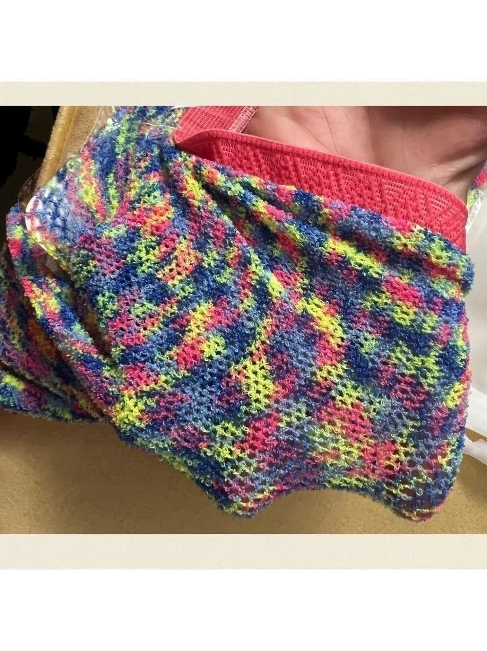 NWT Multicolor Neon Mesh Fishnet-Style Tights Pantyhose Hosiery Stockings-S/M